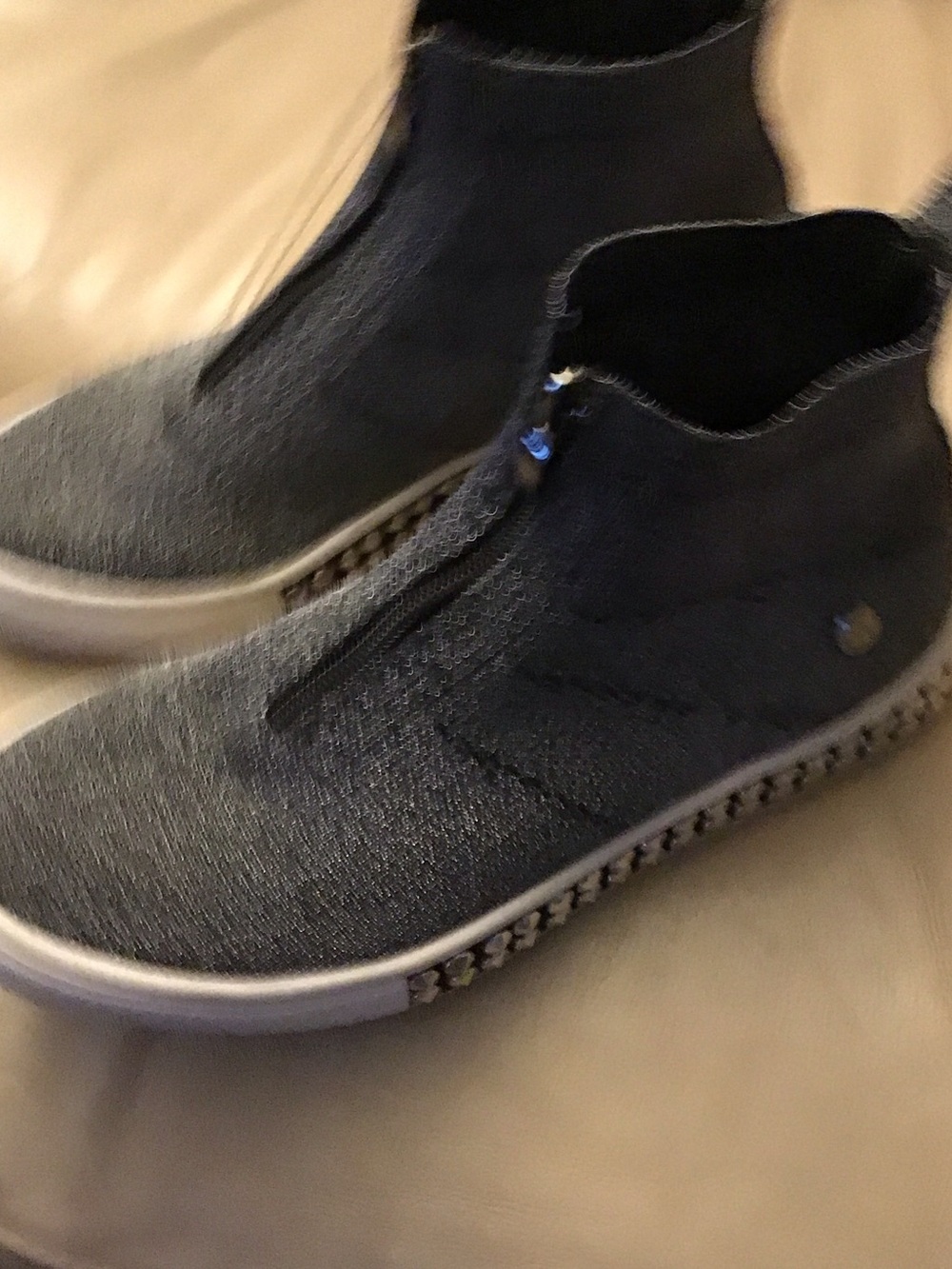 Women's Knit Ankle Booties with Front Zip - Black